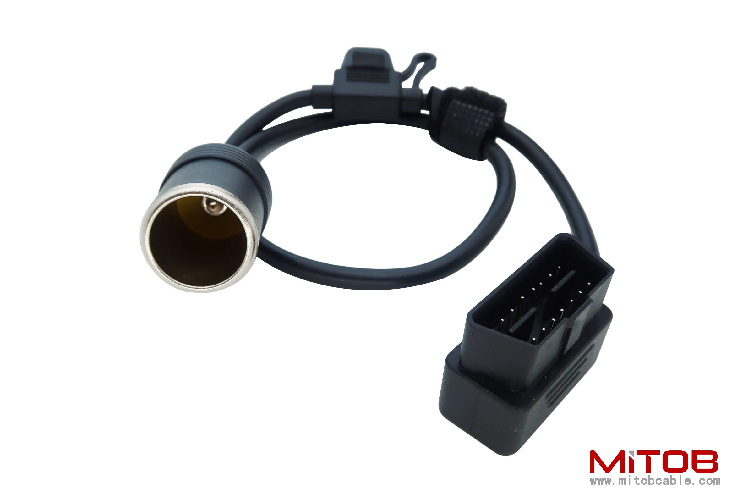 Right Angle Low-Profile OBD2 Male to Cigar Lighter Female Connector Cable Car Constant Power Cable 2ft/60cm