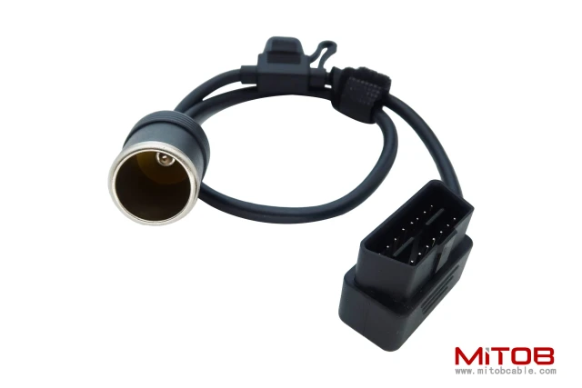 Right Angle Low-Profile OBD2 Male to Cigar Lighter Female Connector Cable Car Constant Power Cable 2ft/60cm