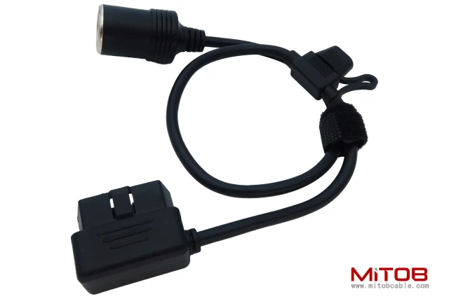Right Angle Low-Profile OBD2 Male to Cigar Lighter Female Connector Cable Car Constant Power Cable 2ft/60cm
