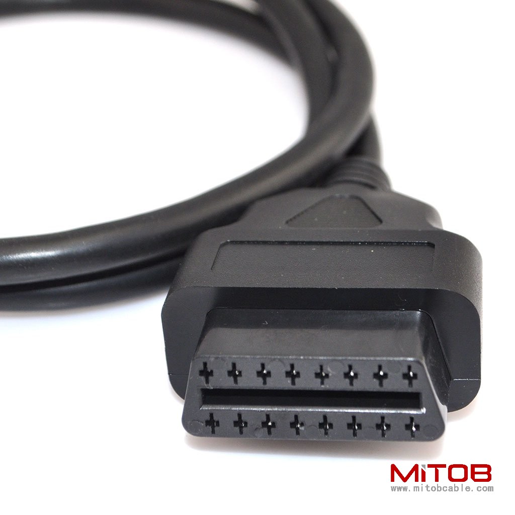 3ft 100cm OBD-II OBD2 Right Angle 16 Pin Auto Car Male to Female Extension Cable Diagnostic Extender Cord Adapter