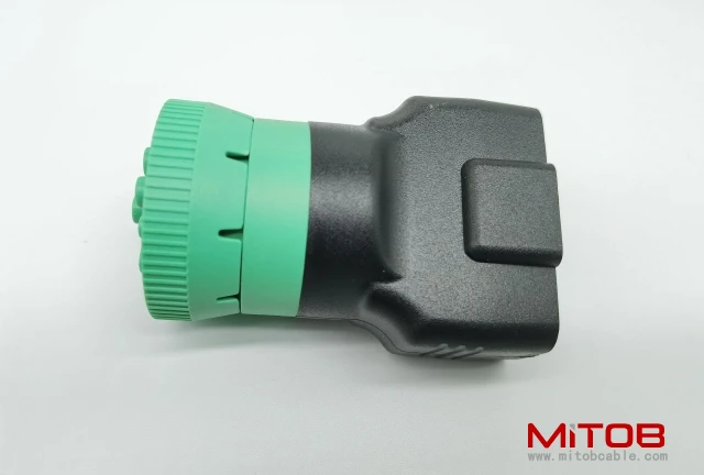 Type 2 Green 9pin J1939 to OBD2 16pin J1962 Female Adapter
