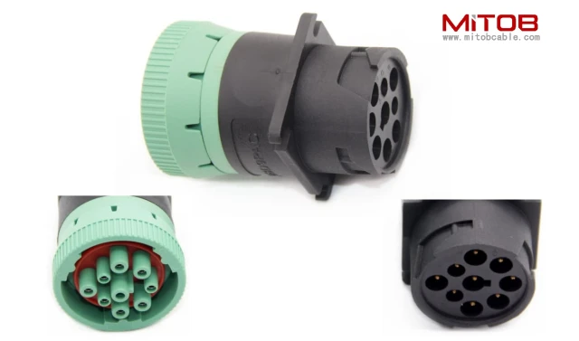 Green J1939 type2 to Black J1939 type1 Adapter 9pin