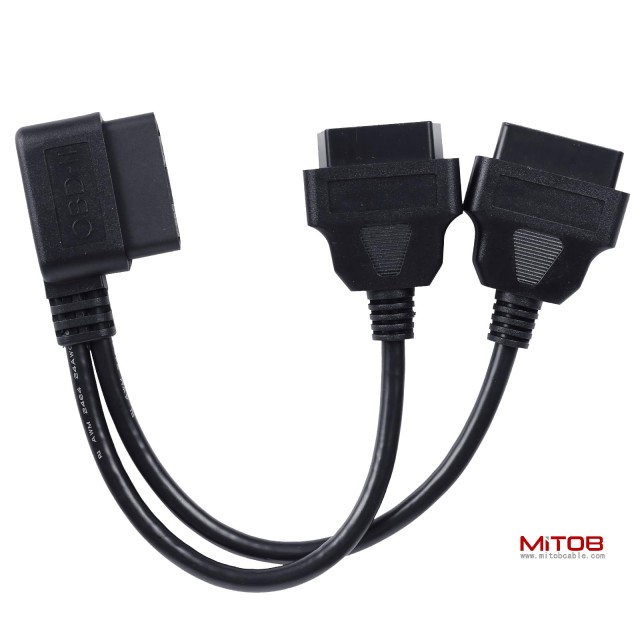 OBD2 16pin 1pcs Male to 2pcs Female Splitter Cable
