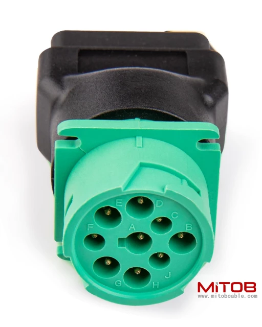 16pin OBDii OBD2 Male to J1939 Female Adapter Type2 Green 9pin for Volvo Mack