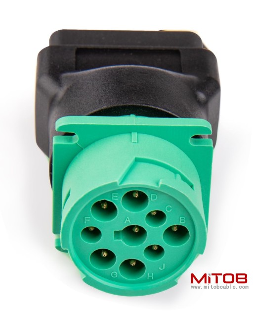 16pin OBDii OBD2 Male to J1939 Female Adapter Type2 Green 9pin for Volvo Mack