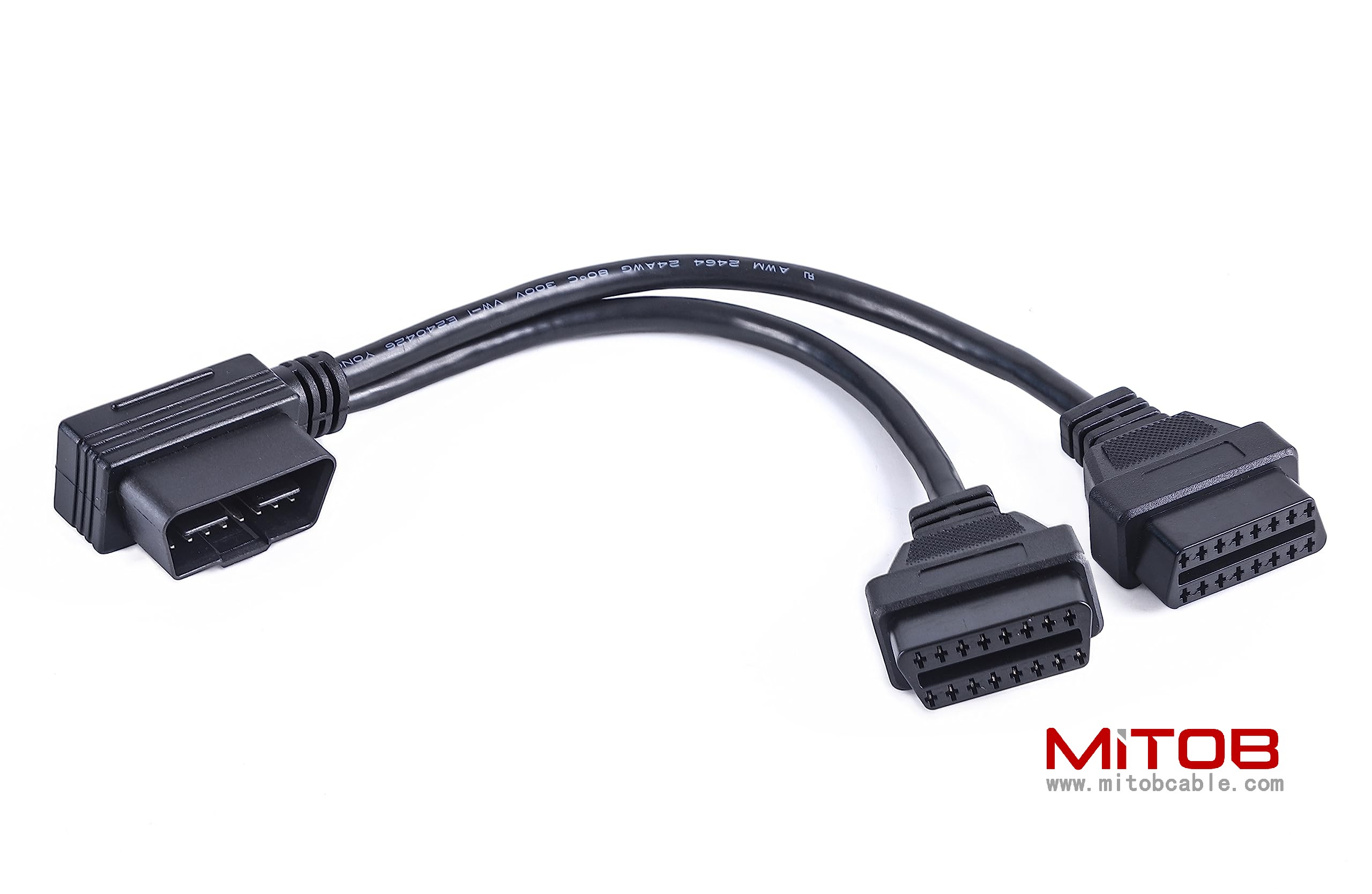 OBD2 16pin 1pcs Male to 2pcs Female Splitter Cable