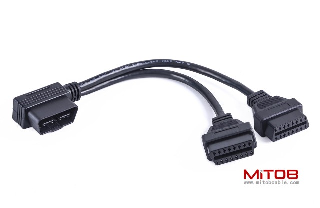 OBD2 16pin 1pcs Male to 2pcs Female Splitter Cable