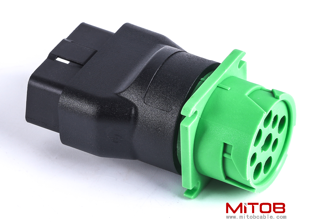 OBD2 Male to Green J1939 Female Adapter