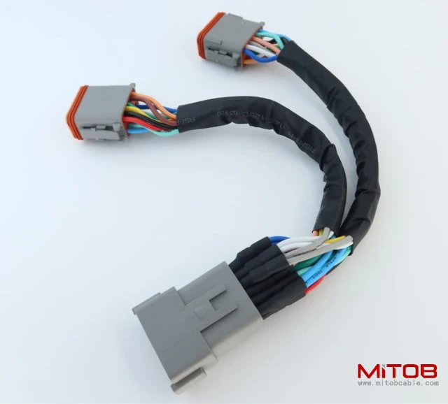DT 12p Splitter Y Cable Connector Plug Splitter Wire Harness 1 Male to 2 Female DT 12 Pin 1-2 Splitter Cable 1ft/30cm
