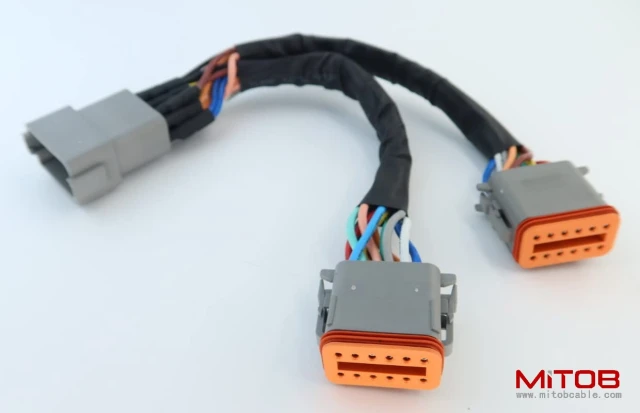 DT 12p Splitter Y Cable Connector Plug Splitter Wire Harness 1 Male to 2 Female DT 12 Pin 1-2 Splitter Cable 1ft/30cm