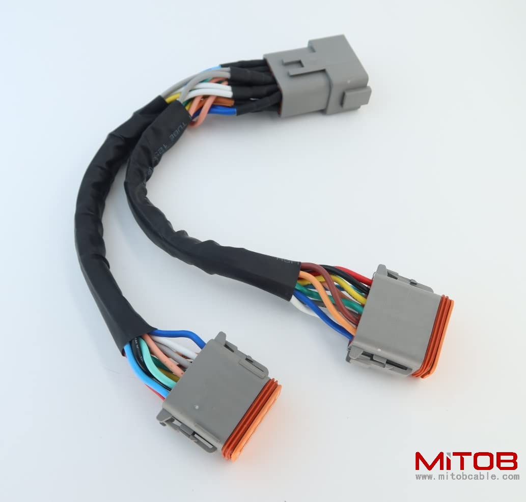 DT 12p Splitter Y Cable Connector Plug Splitter Wire Harness 1 Male to 2 Female DT 12 Pin 1-2 Splitter Cable 1ft/30cm