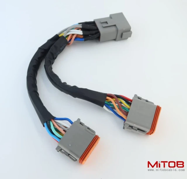 DT 12p Splitter Y Cable Connector Plug Splitter Wire Harness 1 Male to 2 Female DT 12 Pin 1-2 Splitter Cable 1ft/30cm
