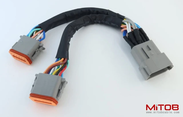 DT 12p Splitter Y Cable Connector Plug Splitter Wire Harness 1 Male to 2 Female DT 12 Pin 1-2 Splitter Cable 1ft/30cm