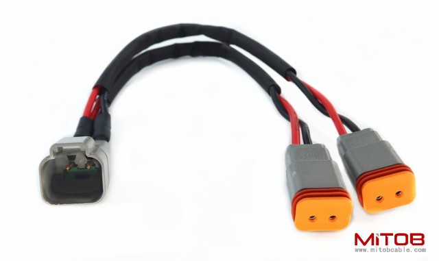 DT 2 Way Connector Plug Waterproof Splitter Wire Harness 1 Male to 2 Female DT 2 Pin 1-2 Splitter Cable 1ft/30cm
