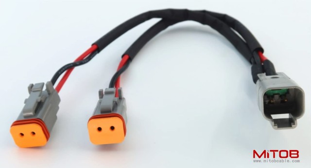 DT 2 Way Connector Plug Waterproof Splitter Wire Harness 1 Male to 2 Female DT 2 Pin 1-2 Splitter Cable 1ft/30cm