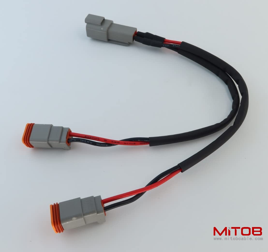 DT 2 Way Connector Plug Waterproof Splitter Wire Harness 1 Male to 2 Female DT 2 Pin 1-2 Splitter Cable 1ft/30cm