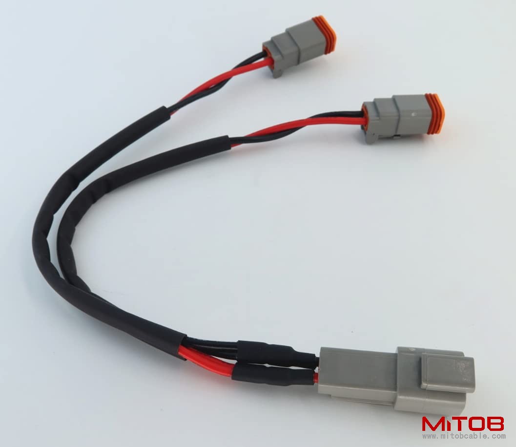 DT 2 Way Connector Plug Waterproof Splitter Wire Harness 1 Male to 2 Female DT 2 Pin 1-2 Splitter Cable 1ft/30cm