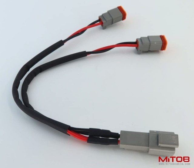 DT 2 Way Connector Plug Waterproof Splitter Wire Harness 1 Male to 2 Female DT 2 Pin 1-2 Splitter Cable 1ft/30cm