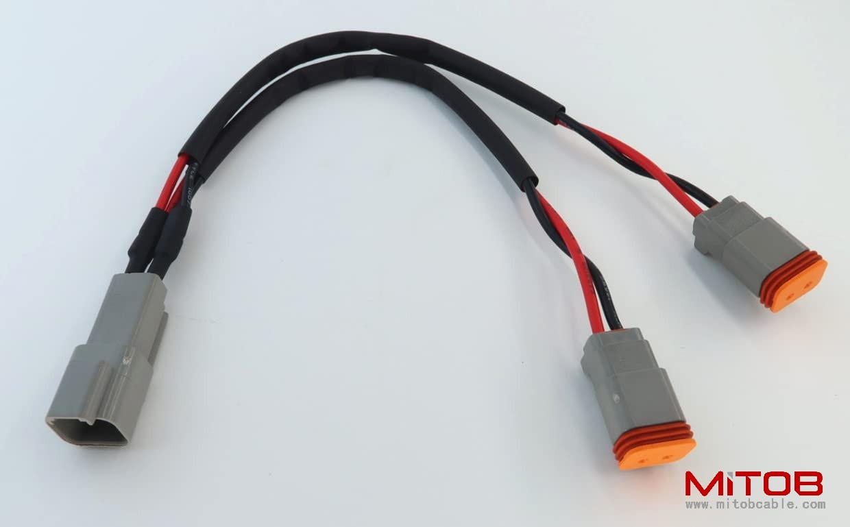 DT 2 Way Connector Plug Waterproof Splitter Wire Harness 1 Male to 2 Female DT 2 Pin 1-2 Splitter Cable 1ft/30cm