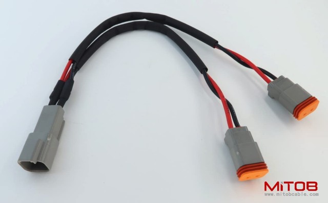 DT 2 Way Connector Plug Waterproof Splitter Wire Harness 1 Male to 2 Female DT 2 Pin 1-2 Splitter Cable 1ft/30cm