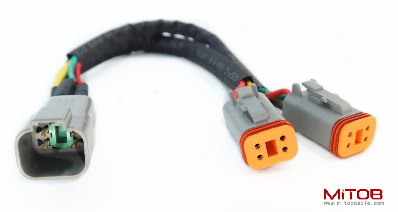 DT 4 Way Connector Plug Splitter Wire Harness 1 Male to 2 Female DT 4 Pin 1-2 Splitter Cable 1ft/30cm