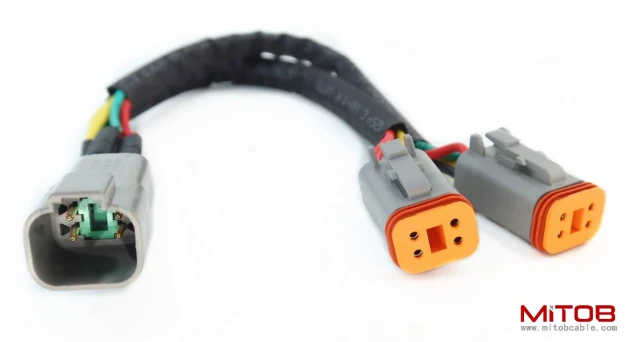DT 4 Way Connector Plug Splitter Wire Harness 1 Male to 2 Female DT 4 Pin 1-2 Splitter Cable 1ft/30cm
