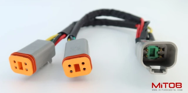 DT 4 Way Connector Plug Splitter Wire Harness 1 Male to 2 Female DT 4 Pin 1-2 Splitter Cable 1ft/30cm