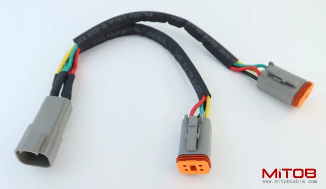 DT 4 Way Connector Plug Splitter Wire Harness 1 Male to 2 Female DT 4 Pin 1-2 Splitter Cable 1ft/30cm