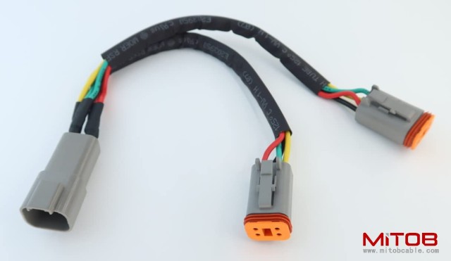 DT 4 Way Connector Plug Splitter Wire Harness 1 Male to 2 Female DT 4 Pin 1-2 Splitter Cable 1ft/30cm