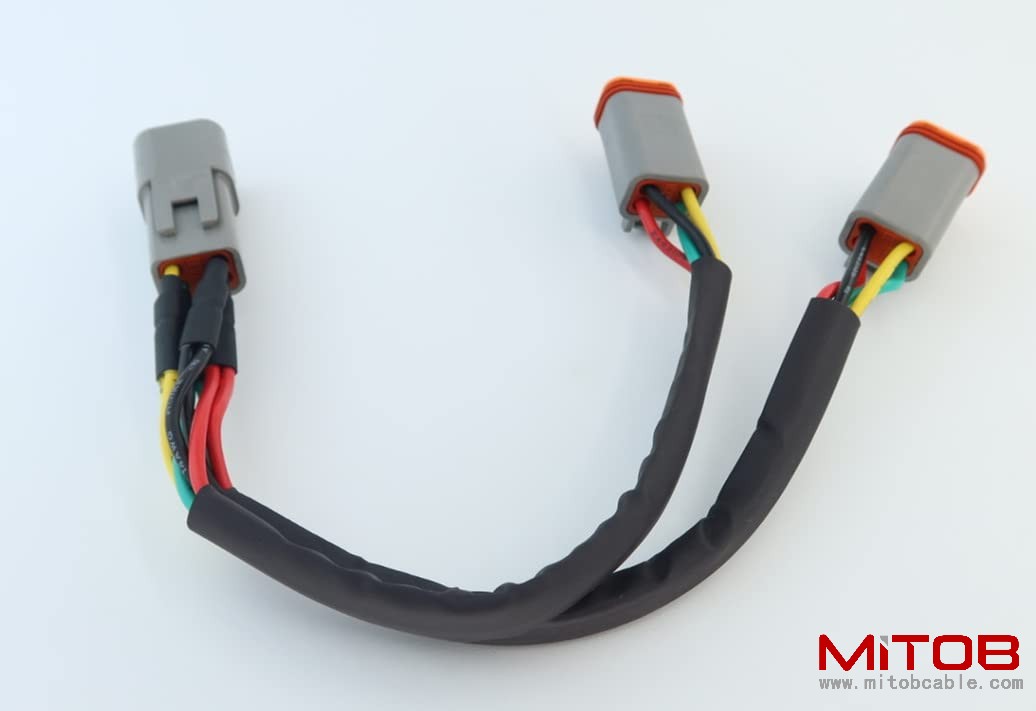 DT 4 Way Connector Plug Splitter Wire Harness 1 Male to 2 Female DT 4 Pin 1-2 Splitter Cable 1ft/30cm