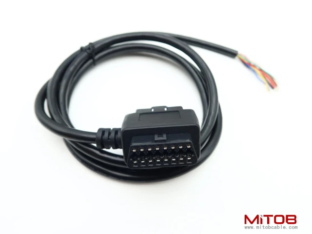 J1962 OBD ii OBD2 16pin Male/Female Pass Through to Open End Pigtaiil Cable 5ft