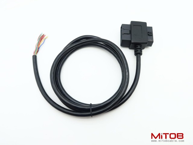 J1962 OBD ii OBD2 16pin Male/Female Pass Through to Open End Pigtaiil Cable 5ft