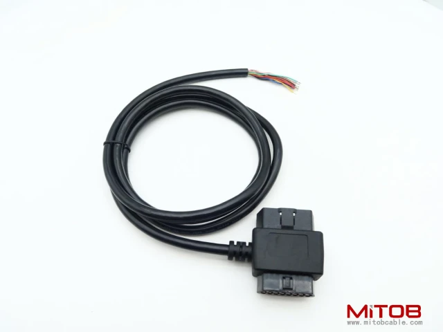 J1962 OBD ii OBD2 16pin Male/Female Pass Through to Open End Pigtaiil Cable 5ft