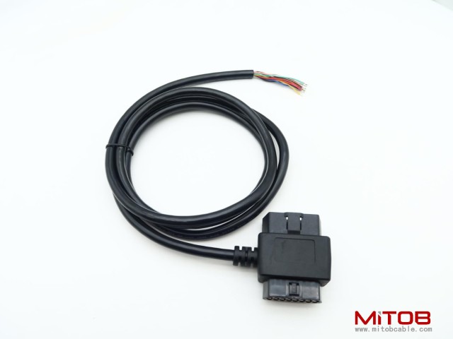 J1962 OBD ii OBD2 16pin Male/Female Pass Through to Open End Pigtaiil Cable 5ft