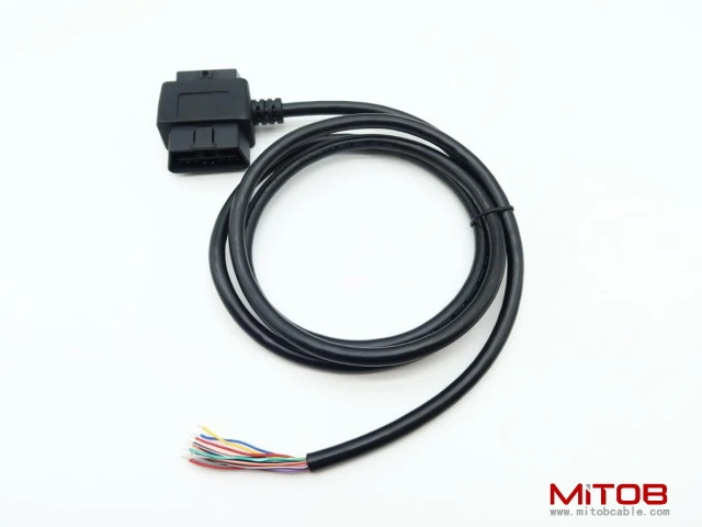 J1962 OBD ii OBD2 16pin Male/Female Pass Through to Open End Pigtaiil Cable 5ft
