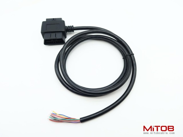 J1962 OBD ii OBD2 16pin Male/Female Pass Through to Open End Pigtaiil Cable 5ft