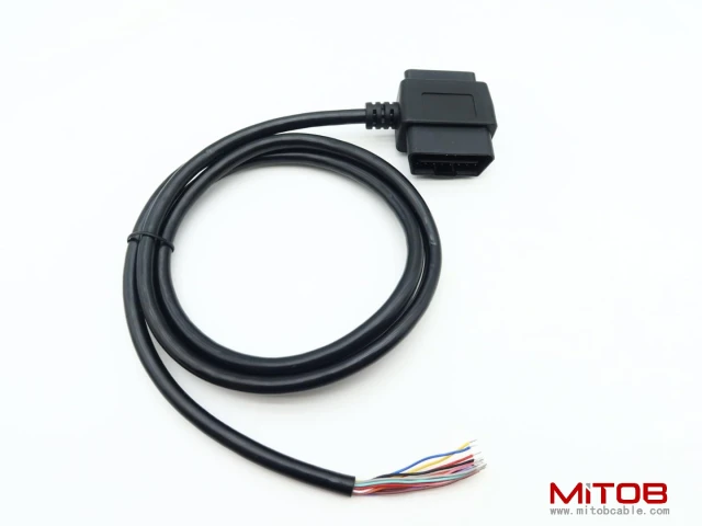 J1962 OBD ii OBD2 16pin Male/Female Pass Through to Open End Pigtaiil Cable 5ft