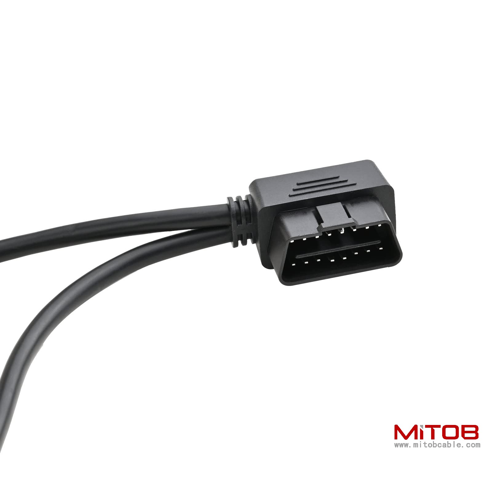 Right Angle OBD2 OBD II Full 16 Pin Male Y Open Splitter Connector, J1962 1 Male to 2 Female Thick Wire Cable Adapter Extension Cord for GPS Tracker 50cm 20"