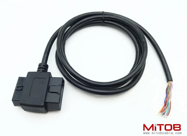 J1962 OBD ii OBD2 16pin Male/Female Pass Through to Open End Pigtaiil Cable 5ft