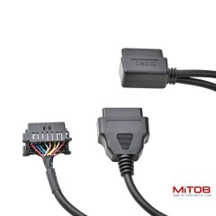 Right Angle OBD2 OBD II Full 16 Pin Male Y Open Splitter Connector, J1962 1 Male to 2 Female Thick Wire Cable Adapter Extension Cord for GPS Tracker 50cm 20"