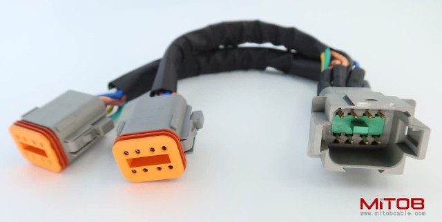 DT 8 Way Splitter Wire Harness 1 Male to 2 Female DT  8 Pin Connector Plug 1-2 Splitter Cable  1ft/30cm