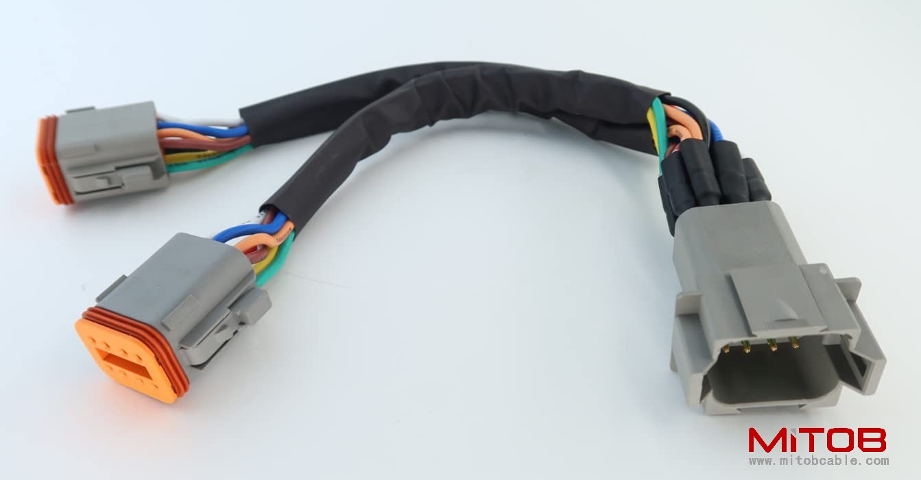 DT 8 Way Splitter Wire Harness 1 Male to 2 Female DT  8 Pin Connector Plug 1-2 Splitter Cable  1ft/30cm