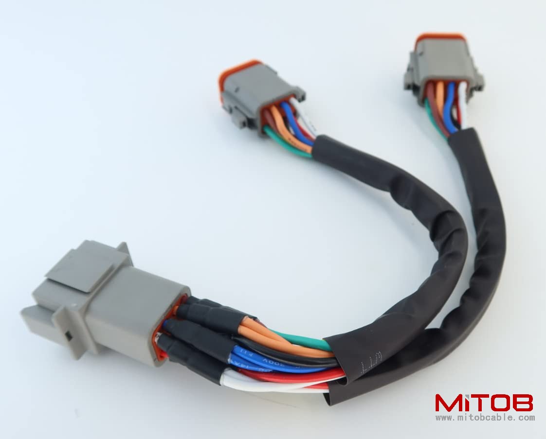 DT 8 Way Splitter Wire Harness 1 Male to 2 Female DT  8 Pin Connector Plug 1-2 Splitter Cable  1ft/30cm