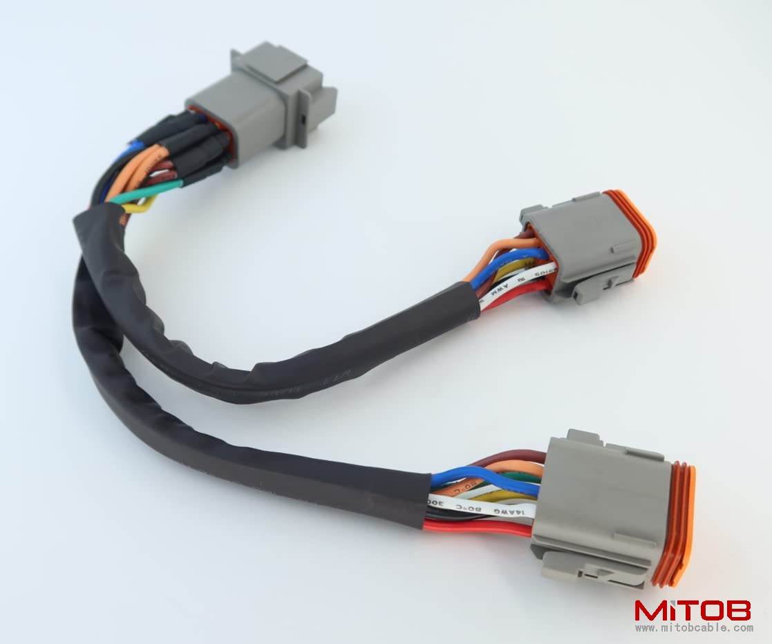 DT 8 Way Splitter Wire Harness 1 Male to 2 Female DT  8 Pin Connector Plug 1-2 Splitter Cable  1ft/30cm