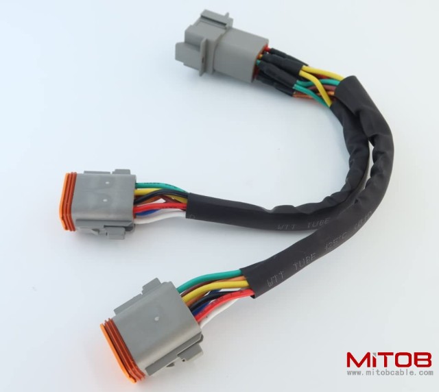 DT 8 Way Splitter Wire Harness 1 Male to 2 Female DT  8 Pin Connector Plug 1-2 Splitter Cable  1ft/30cm
