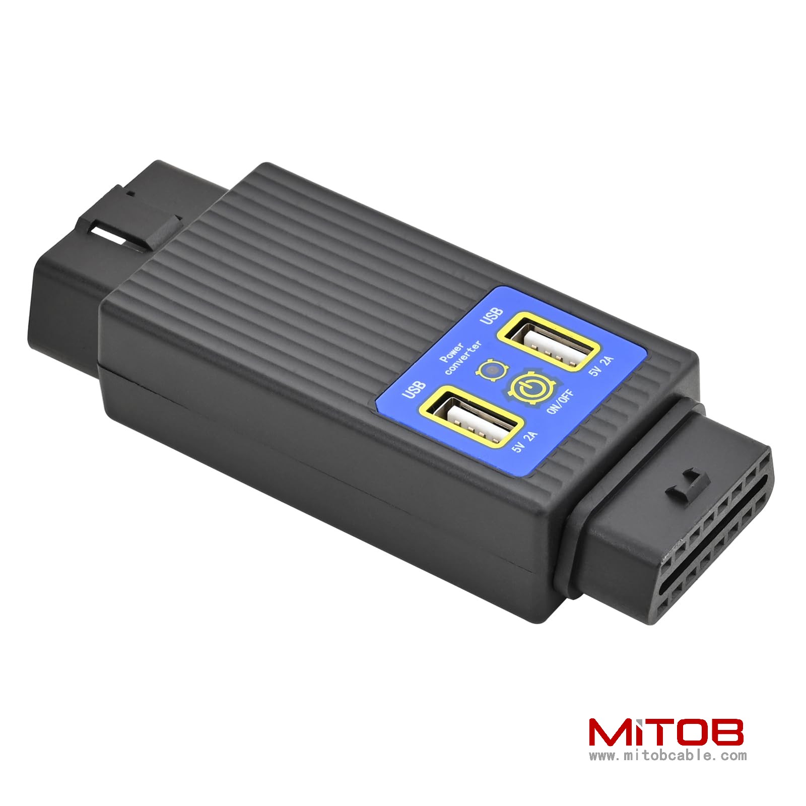 Pocket OBD2 OBDII Full 16 Pin Male to Female OBD Cable Splitter Converter Adapter with 2 USB Port Supply Charging for Diagnostic Extender