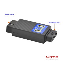 Pocket OBD2 OBDII Full 16 Pin Male to Female OBD Cable Splitter Converter Adapter with 2 USB Port Supply Charging for Diagnostic Extender
