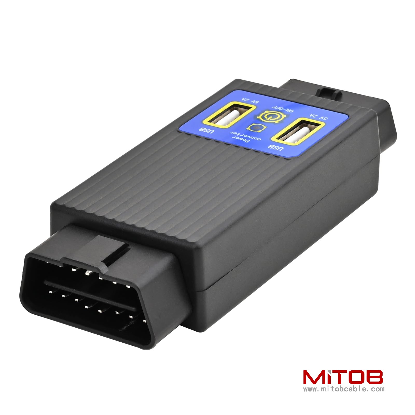 Pocket OBD2 OBDII Full 16 Pin Male to Female OBD Cable Splitter Converter Adapter with 2 USB Port Supply Charging for Diagnostic Extender