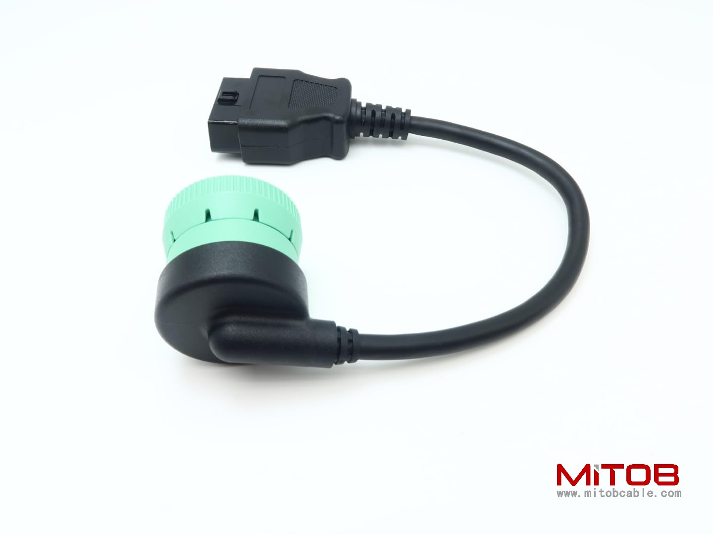 Right Angle Green Type 2 J1939 9pin Male to 16pin OBD2 OBDII Female Port Cable for Freightliner Truck