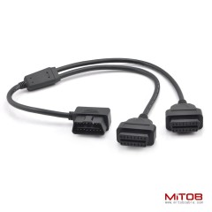 50cm Right Angle OBDII OBD2 16 Pin  Male to Female Splitter Y  Extension Cable Car Diagnostic Extender Cord Adapter